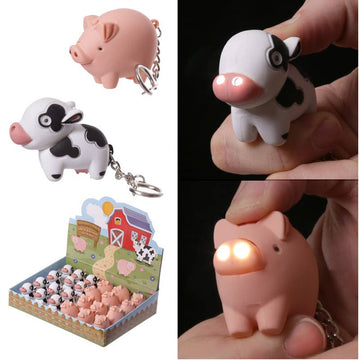 Puckator Ltd Puckator Ltd - Farmyard LED Cow and Pig Keyring with Sound